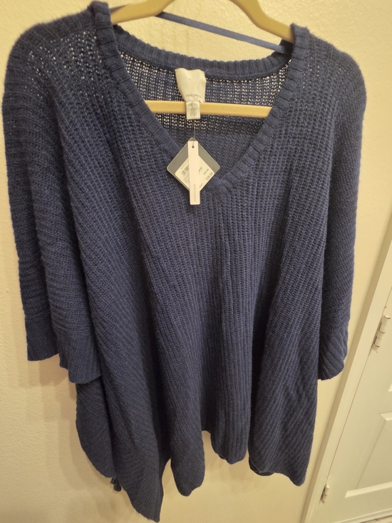 Halogen Sweaters - Halogen Cashmere V-Neck Cozy Knit Women's Sweater Ponch - Blue